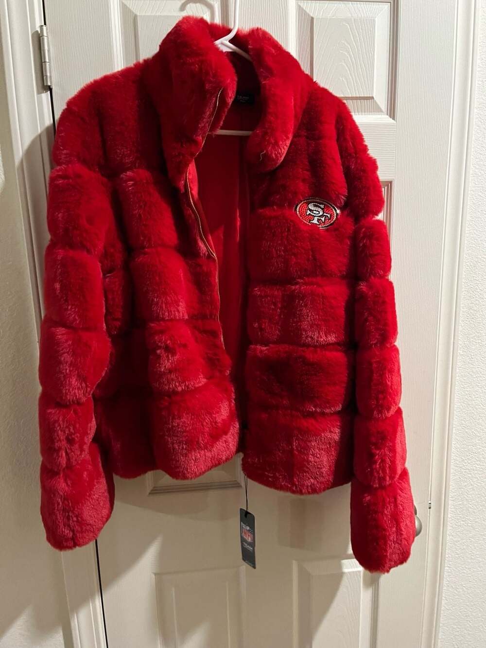Women's San Francisco 49ers Cuce Scarlet Faux Fur Full-Zip Coat,